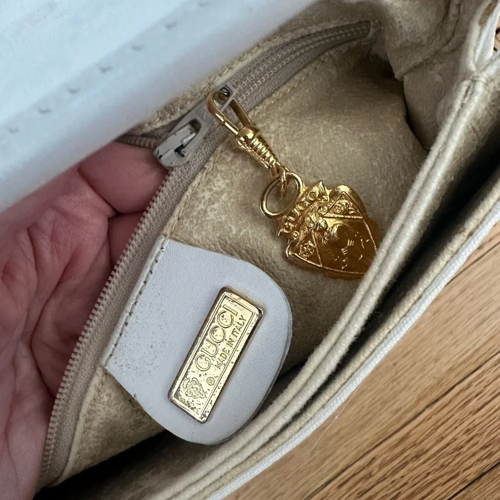 Gucci White Leather Shoulder Bag with Adjustable Strap - Picture 11 of 13
